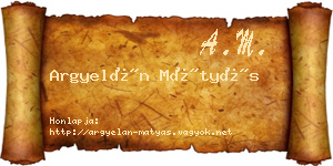 Argyelán Mátyás névjegykártya